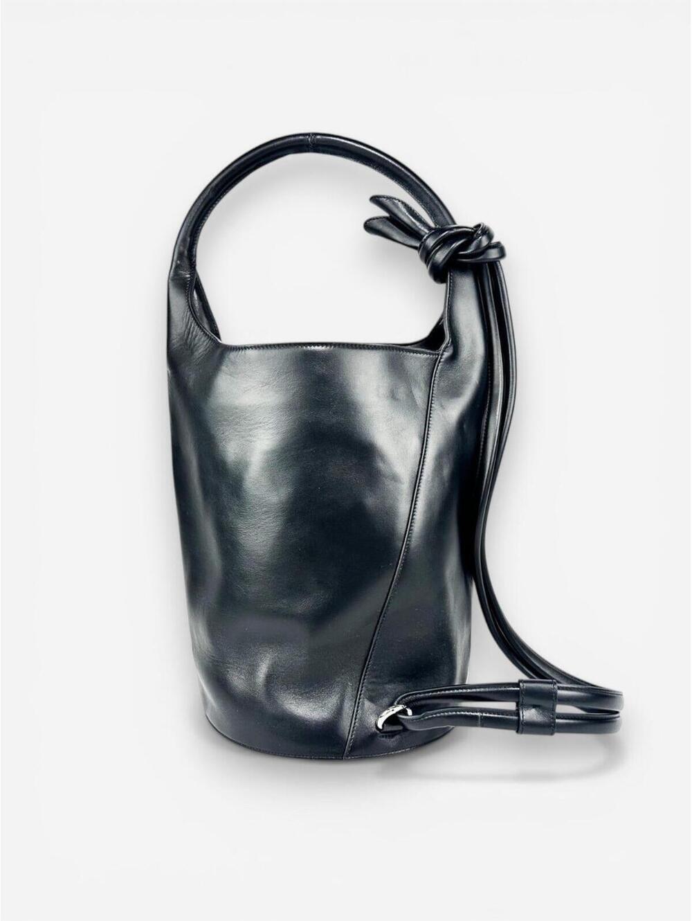 Jacquemus Le Tourni Black Calf Leather Bucket Tote Knotted Handle | NWT - Picture 3 of 8